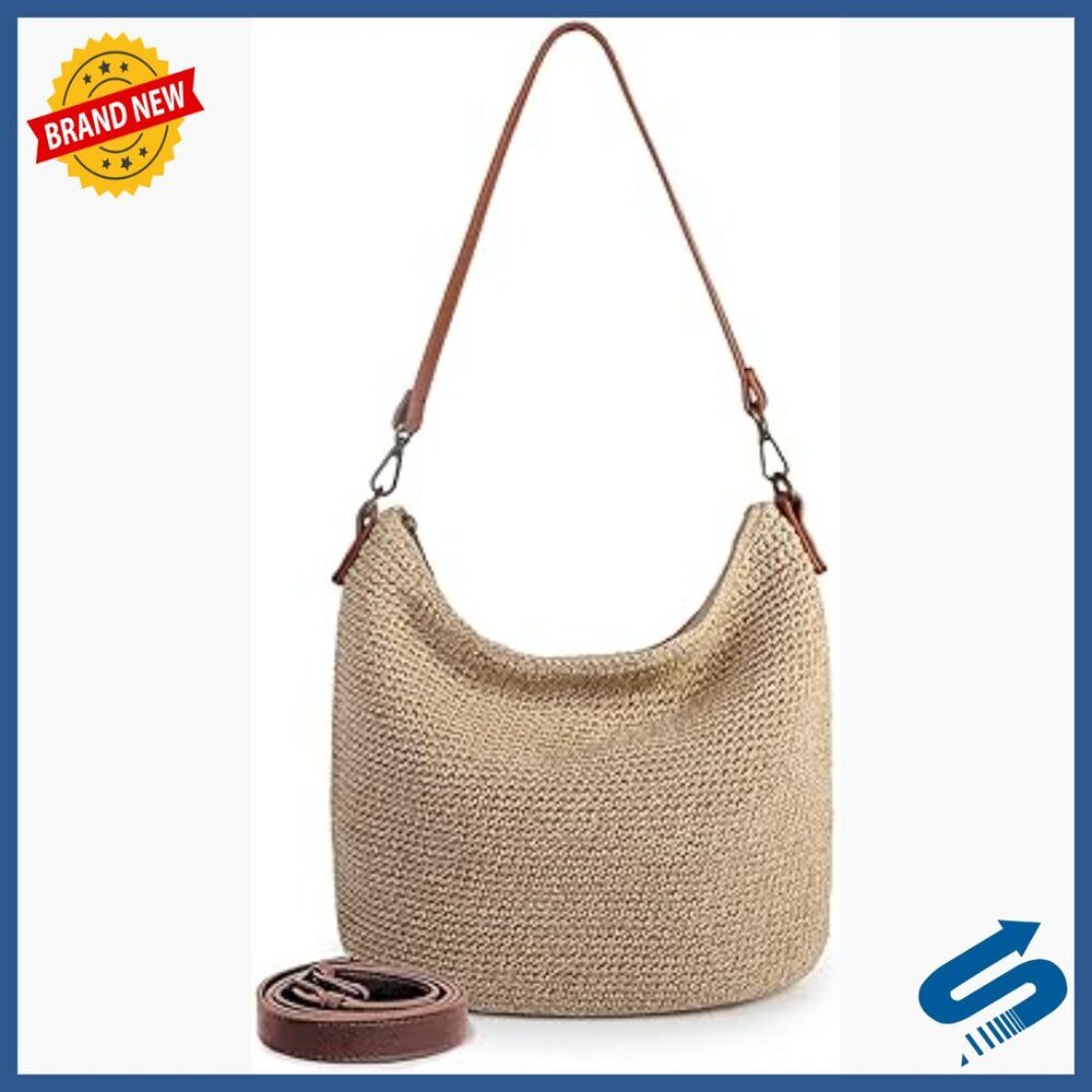 Large Crochet Hobo Crossbody Bag Handmade Woven Boho Purse for Travel
